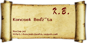 Koncsek Beáta névjegykártya